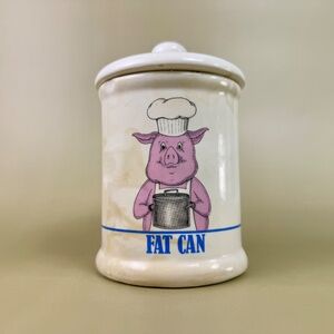 Vintage 1989 Bandwagon “Fat Can” Grease Jar | Pig Chef Ceramic Container